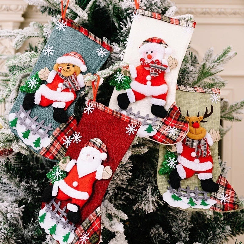 Meia de Natal de Linho Domus Concept - Tamanho Grande para Decoração