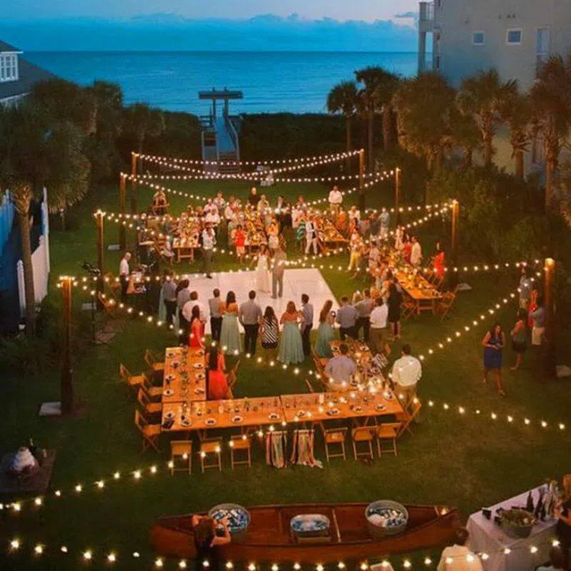 Varal de Luzes Solar com Lâmpadas Vintage Kasamô - Ilumine Exteriores