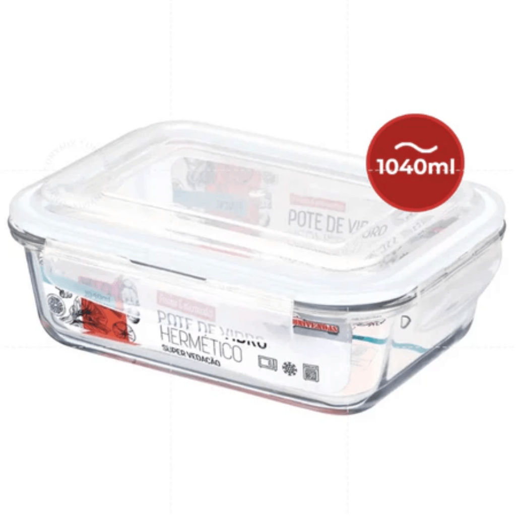 Kit Potes de Vidro Hermético Retangular 5 ou 10 Unidades - Domus Concept