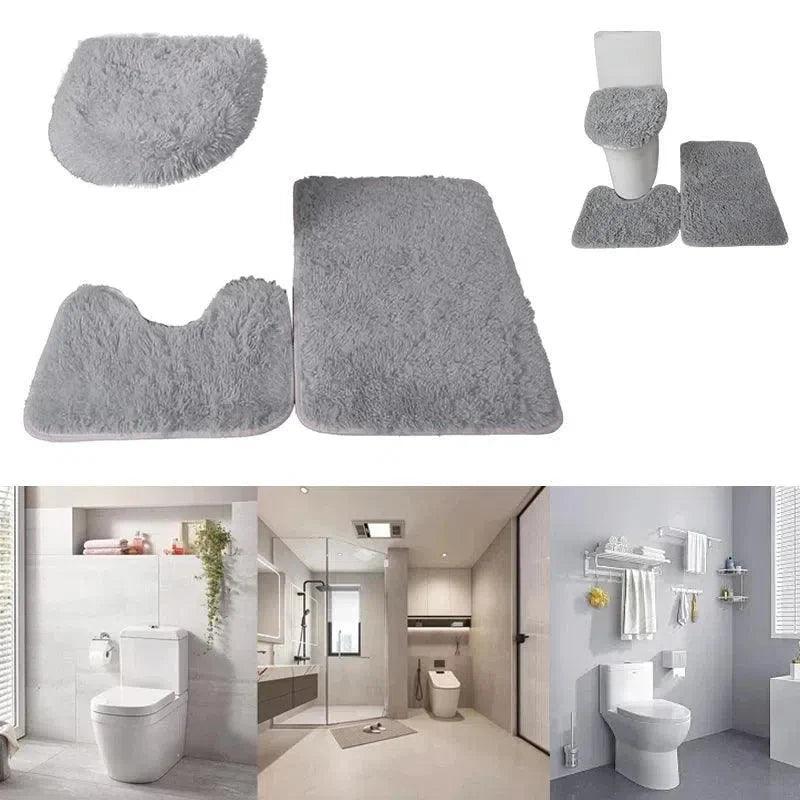 Conjunto de Tapetes 3 Peças Antiderrapantes de Microfibra Ultra Macio Domus