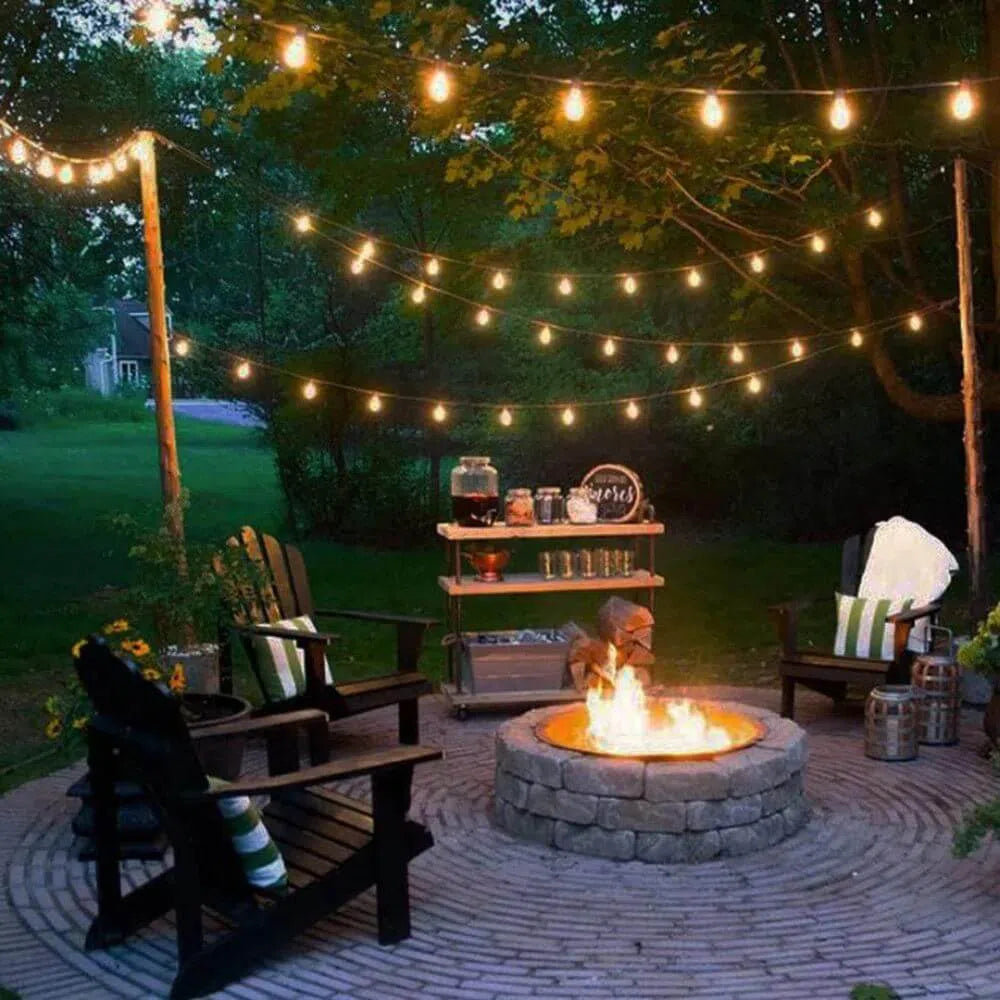 Varal de Luzes Solar com Lâmpadas Vintage Kasamô - Ilumine Exteriores