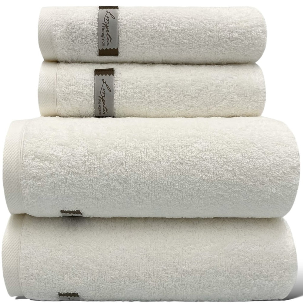 Jogo de Toalhas 4 Peças Fio Egípcio Branco   Banhão + Rosto | Domus Concept