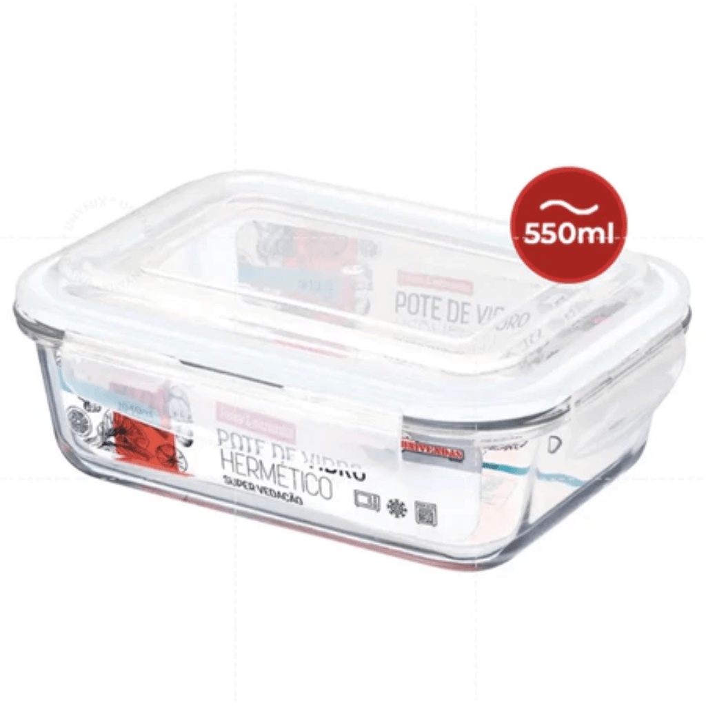 Kit Potes de Vidro Hermético Retangular 5 ou 10 Unidades - Domus Concept