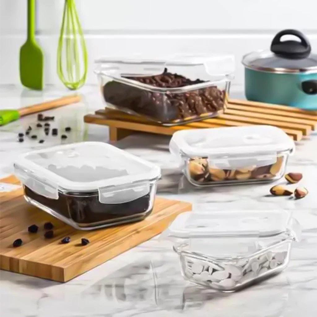 Kit Potes de Vidro Hermético Retangular 5 ou 10 Unidades - Domus Concept