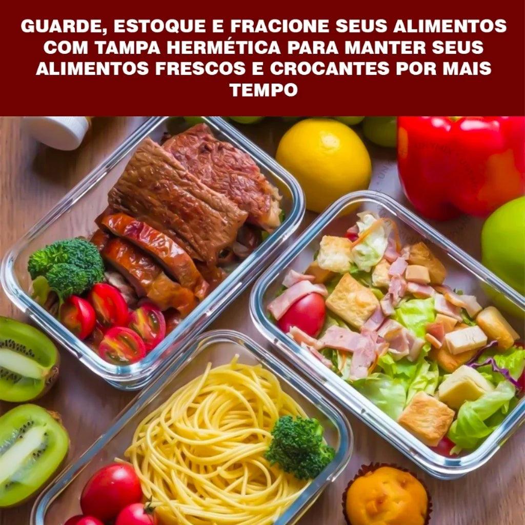 Kit Potes de Vidro Hermético Retangular 5 ou 10 Unidades - Domus Concept