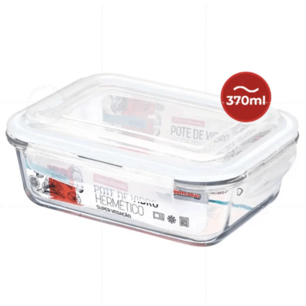 Kit Potes de Vidro Hermético Retangular 5 ou 10 Unidades - Domus Concept